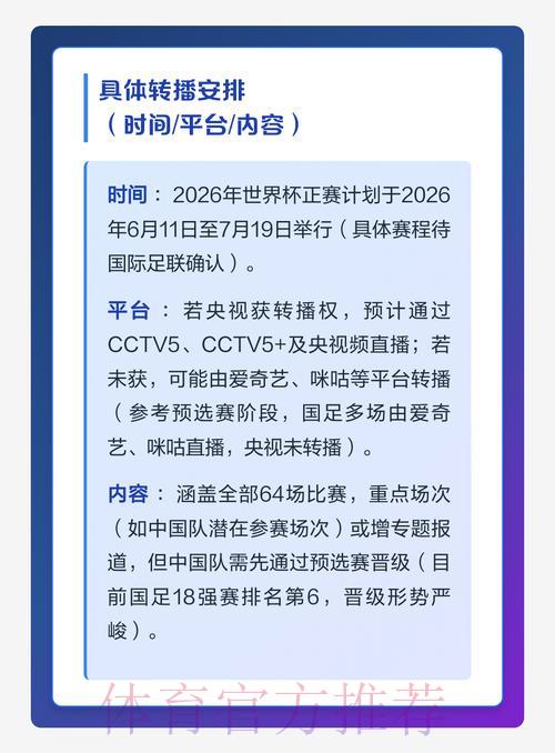 2026世界杯直播时间：何时可以观看现场转播？